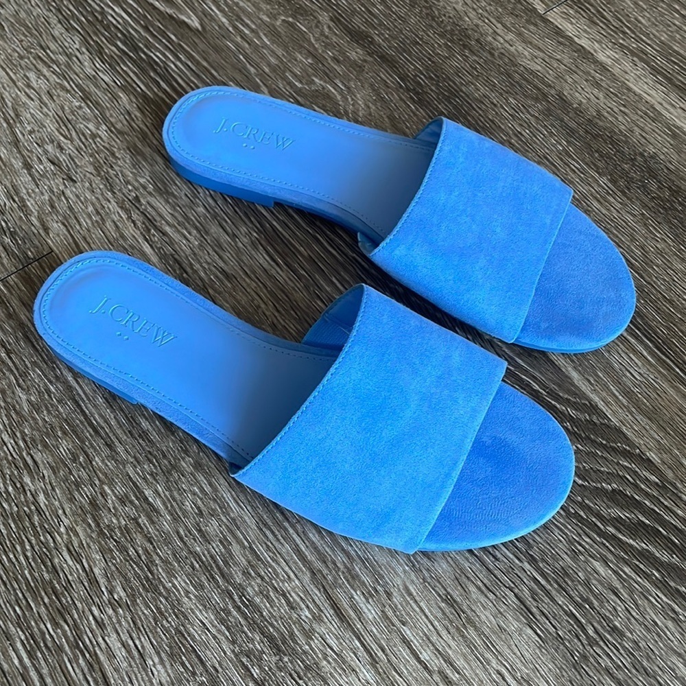 J.‎ Crew Microsuede Single Strap Slides Periwinkle Blue 7